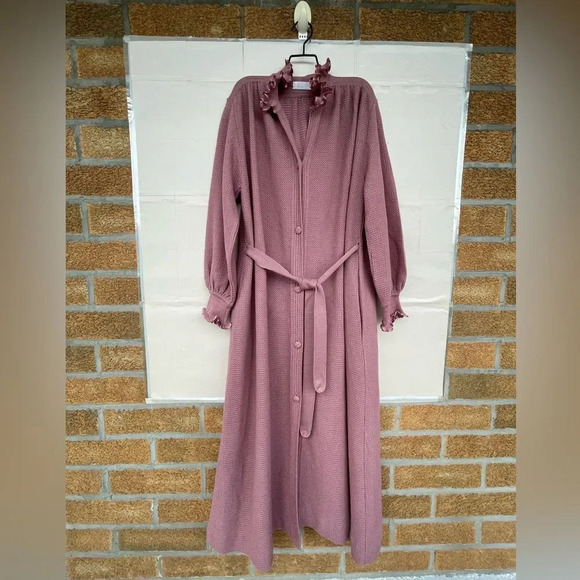 Liseuses Poggi 1973 virgin wool dusty pink duster large - Picture 1 of 17